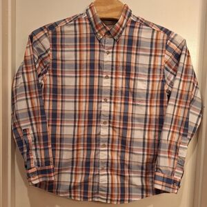 Eddie‎ Bauer Men's Large Button Down Long Sleeve Plaid Fall Colors Classic Fit